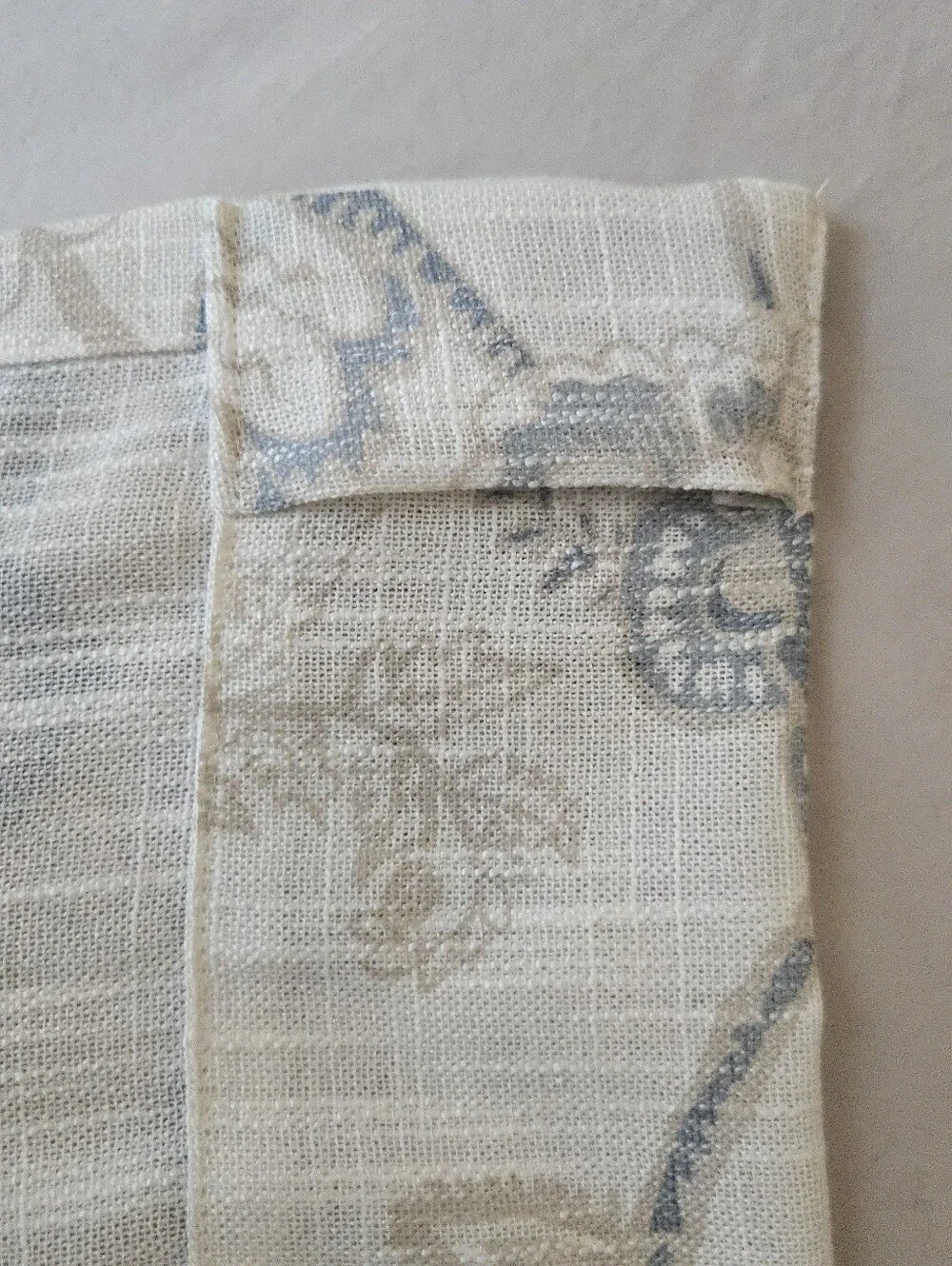 Neutral Cream, Blue & Gray Floral Light Filtering Curtain Panel